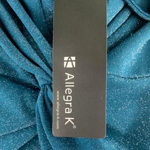 Allegra K Shine Green Long Sleeve V-Neck Women's Dress Size S - Picture 8 of 10